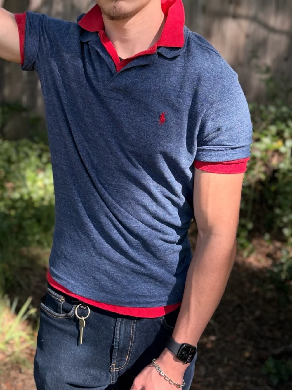 Ralph Lauren Navy Heather Polo SHIRT RED PONY LOGO EMBROIDERED MEN TENNIS RUGBY - Picture 6 of 16